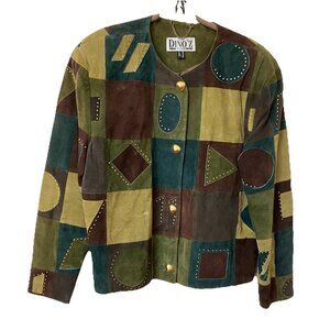 Vintage Dino'z Suede Patchwork Jacket Womens Leather 80s 90s Art to Wear